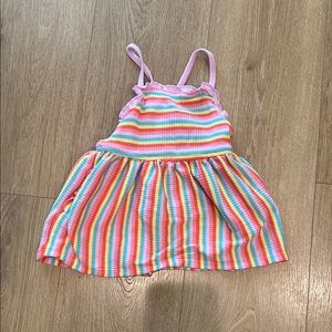 Cat & Jack Rainbow Stripe Sleeveless Casual Dress - Pink Trim